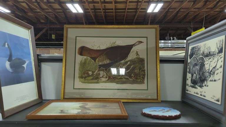 Single Goose Framed Antique Art 12x16