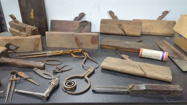 Lot of Antique Wood Tools, Planes Etc. - Dixon's Auction at Crumpton
