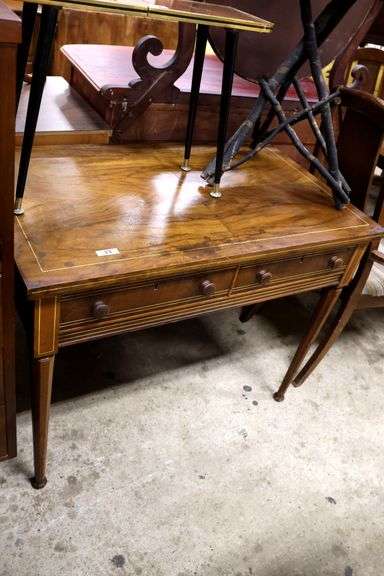Edwardian Olivewood Bureau Plat Desk, Chips