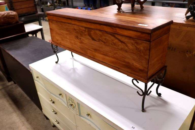 Modern Farmhouse Wrought Iron and Wood Trunk