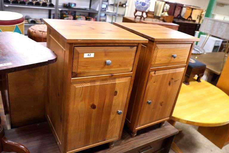 Pair Modern Farmhouse Pine Nightstands