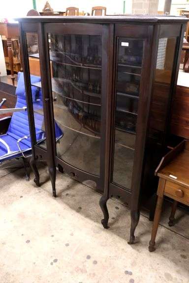 Depression Era Mahogany China Cabinet, Trim Losses