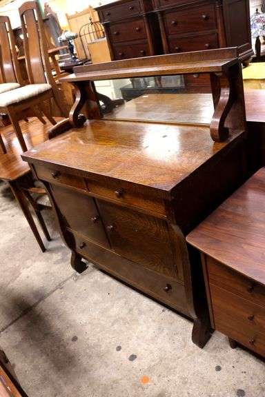 Antique Oak Server, Bottom Drawer Sticks