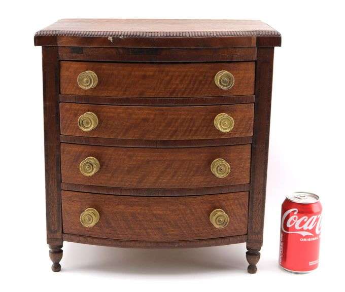 Miniature Pennsylvania Sheraton Inlaid Mahogany Chest of Drawers