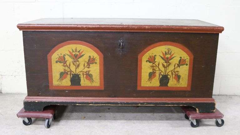 Johannes Rank Signed and Dated Pennsylvania Paint-Decorated Dower Chest