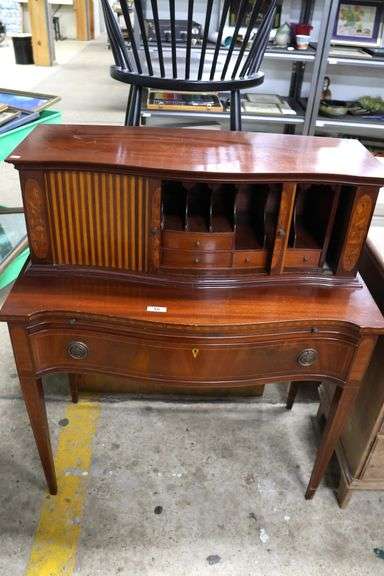 Colonial Revival Inlaid Mahogany Ladies' Writing Desk, As-Is