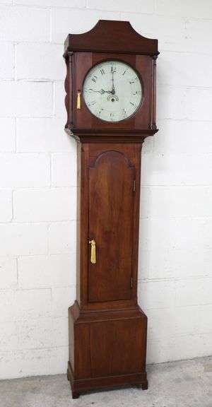 John Brokaw, New Jersey Transitional Cherry Tall Case Clock with 8-Day Time Only Movement