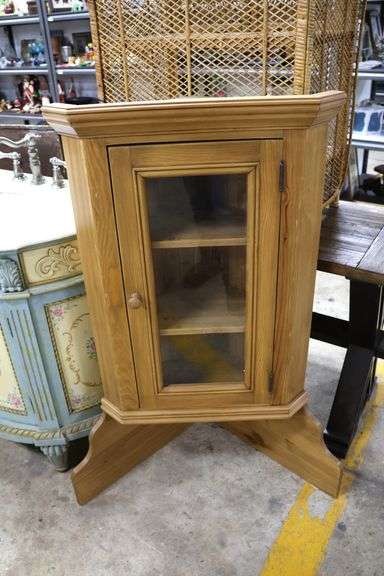 Vintage Farmhouse Pine Corner Cabinet