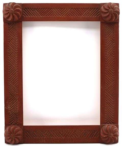 Pennsylvania carved and painted pine picture frame