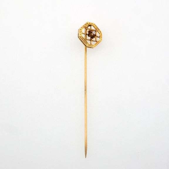 14k Gold Vintage Diamond Stick Pin 1.7g