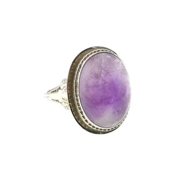 10k Gold Vintage Filigree Cabochon Amethyst Ring 4.0g