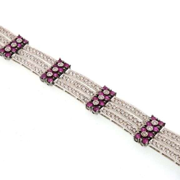 14k Gold 2.25 ct Diamond & Natural Ruby Bracelet 20.6g