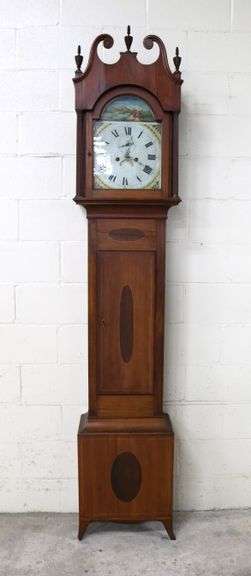 New Jersey Federal Inlaid Mahogany Tall Case Clock with 8-Day Movement