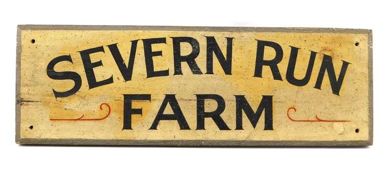 Anne Arundel County, Maryland "Severn Run Farm" Antique Folk Art Painted Wood Sign