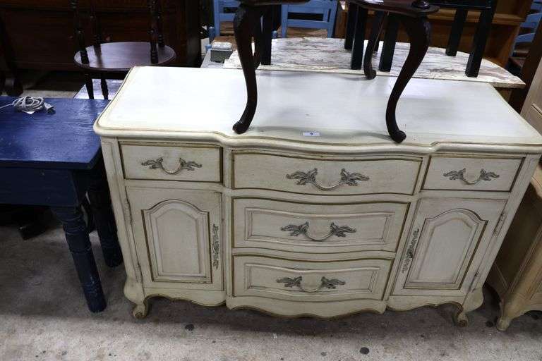 French Provincial Style Painted Hutch Base, As-Is