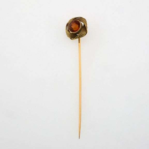 14k Gold Vintage Citrine Stick Pin 2.6g