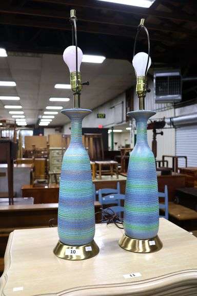Pair MCM Ceramic Lamps