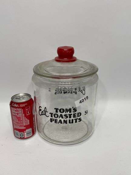 Vintage Tom's Peanuts Advertising Jar - Dixon's Auction at Crumpton