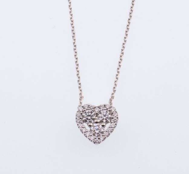 14k Gold Multi 0.40 ct Diamond Heart Necklace 2.7g