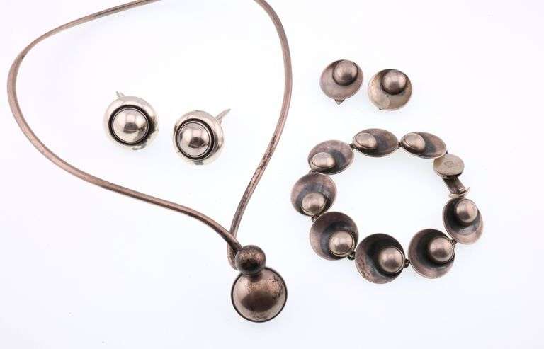 Niels Erik From; Modernist Sterling Silver Jewelry Group