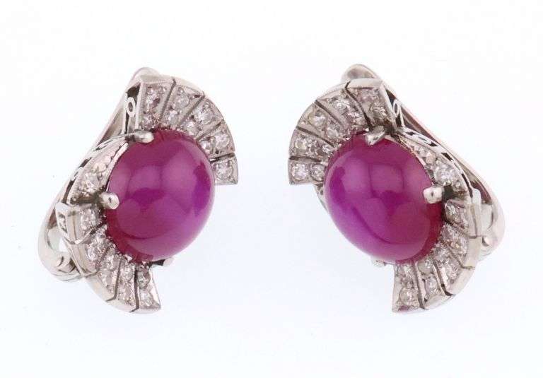 Platinum Star Lab Ruby & 0.75 ct Diamond Lever Back Earrings 13.4g