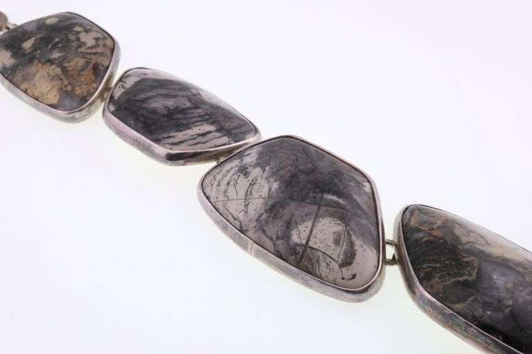Citlal Castillo, Mexico; Modernist Sterling Silver Gemstone Bracelet