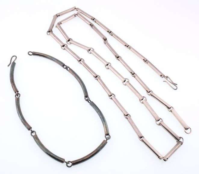 S'Paliu, Spain; Modernist Sterling Silver Thirty-Six Inch Necklace