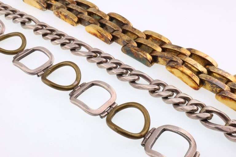 Various Makers; Three Mexican Sterling Silver Modernist Bracelets