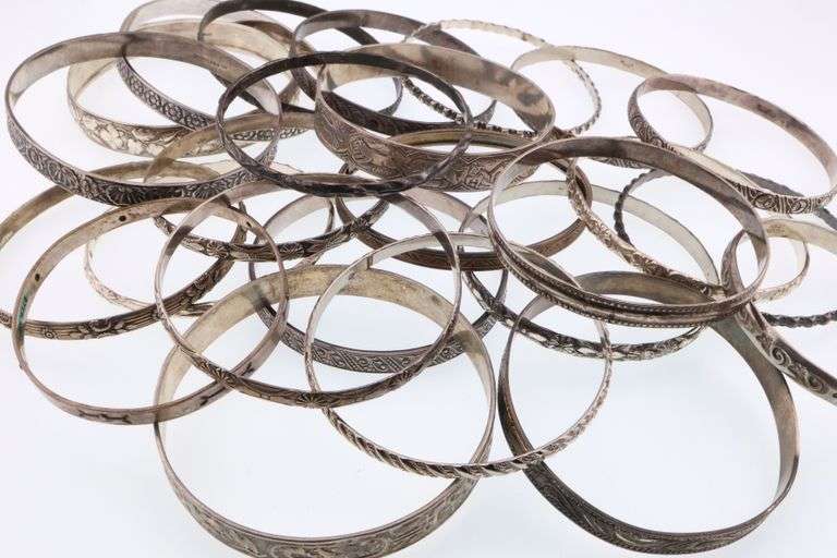 Various Makers; Twenty-Five Sterling Silver Bangle Bracelets