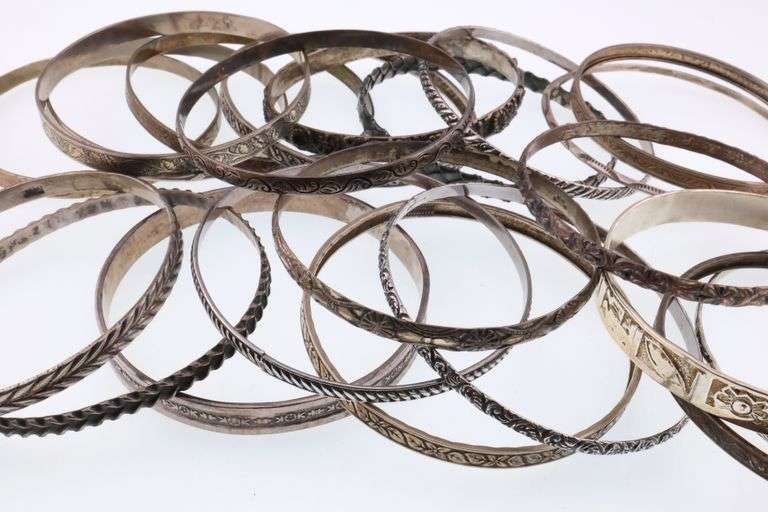 Various Makers; Twenty-Two Sterling Silver Bangle Bracelets