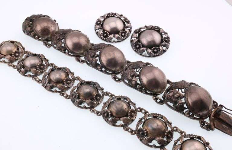 Niels Erik From; Modernist Sterling Silver Bracelets and Earrings