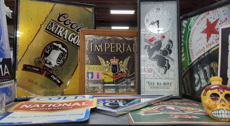 Collection of Beer Advertising Bar Signs Etc. - Dixon's Auction at Crumpton