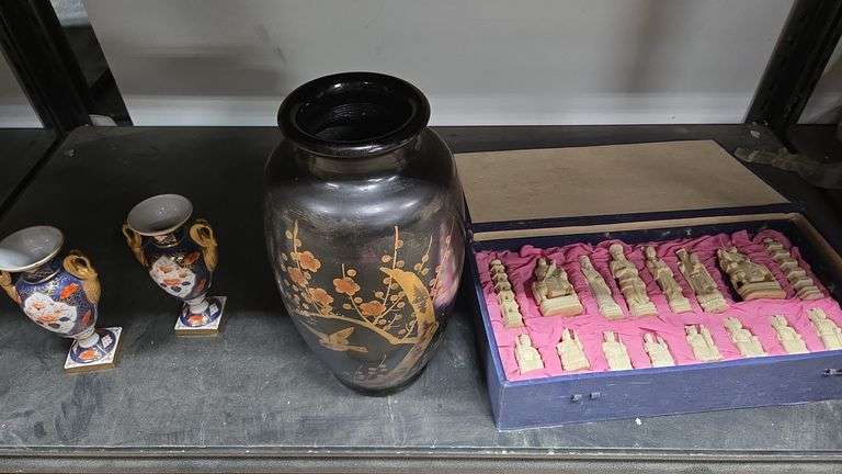 Lot of Oriental Decor, Ceramic Vases & Chess Set Pieces - Dixon's ...
