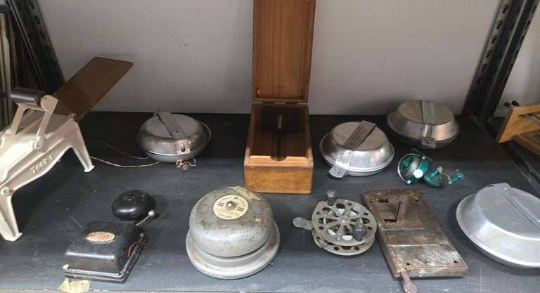 Lot Vintage Mess Kits, Alarm Bells, Antique Door Lock Etc. - Dixon's ...