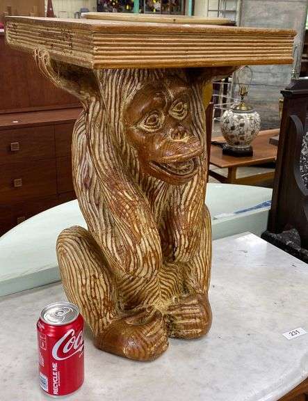 MCM Carved Wood Monkey Cocktail Table - Dixon's Auction at Crumpton