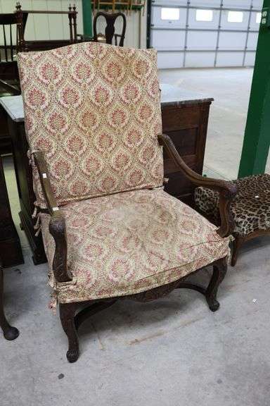 French Provincial Carved Walnut Armchair