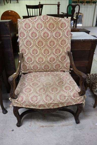 French Provincial Carved Walnut Armchair