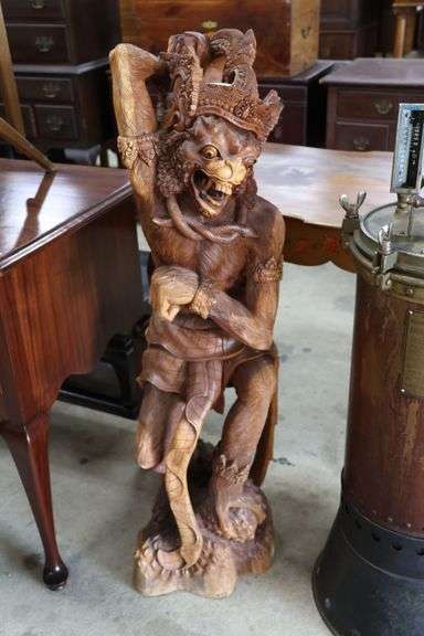 Vintage Southeast Asian Teak Carving of Anthropomorphic Figure