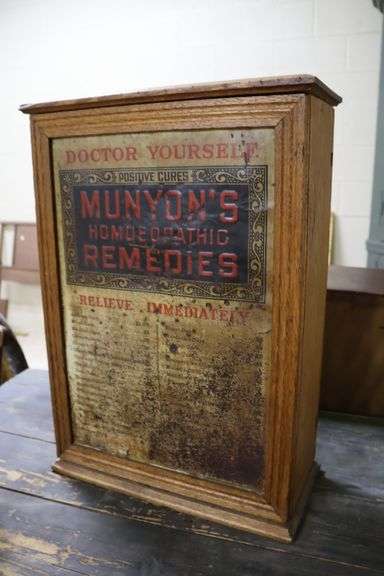 Antique Munyon's Homeopathic Remedies Advertising Cabinet