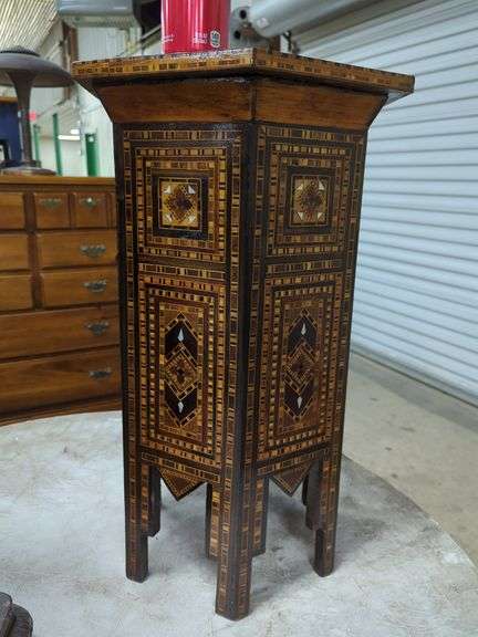 Antique Ethnographic Inlaid Tabouret Table