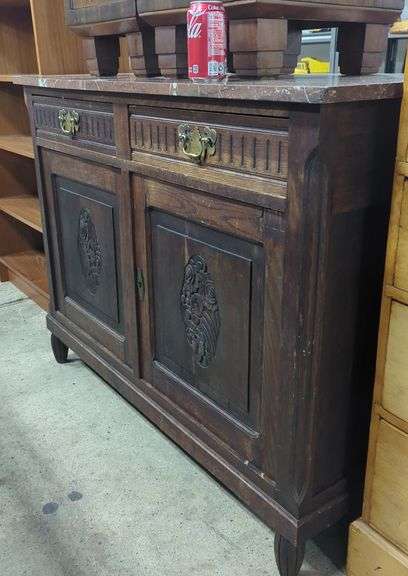 Beaux Arts Marble Top Server, Marble Broken