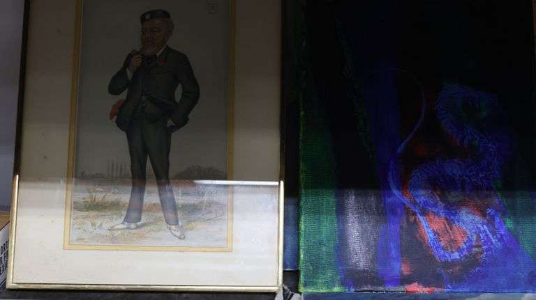 Lot of Framed Prints, Paintings, Brass Candlestick Etc.