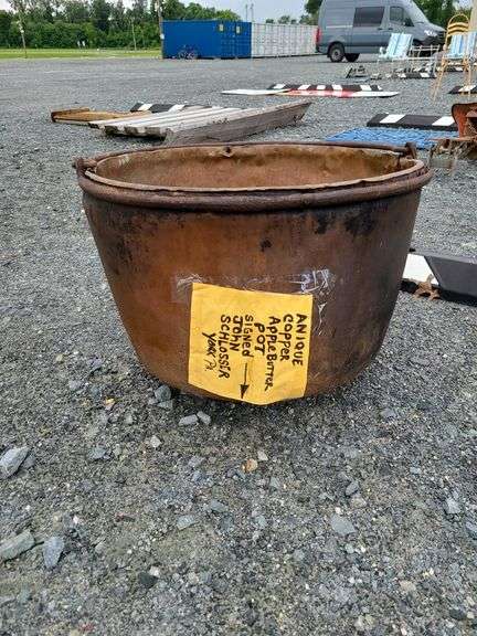 Antique Copper Apple Butter Pot Signed John Schlosser, York PA