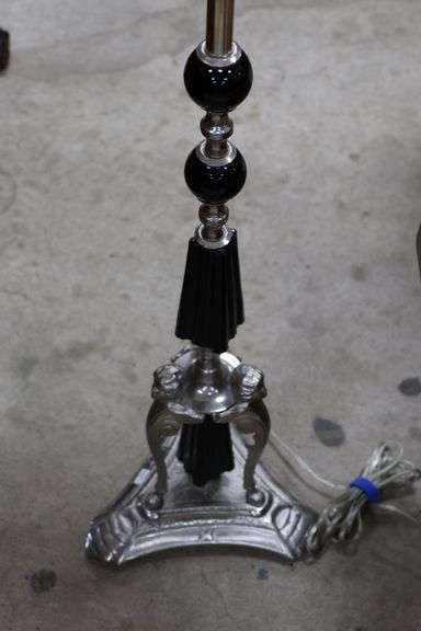 Art Deco Figural Satyr Onyx Stem Chrome Floor Lamp