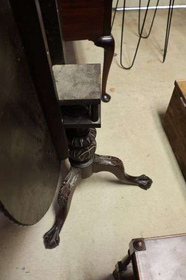 Colonial Revival Carved Mahogany Tea Table, As-Is