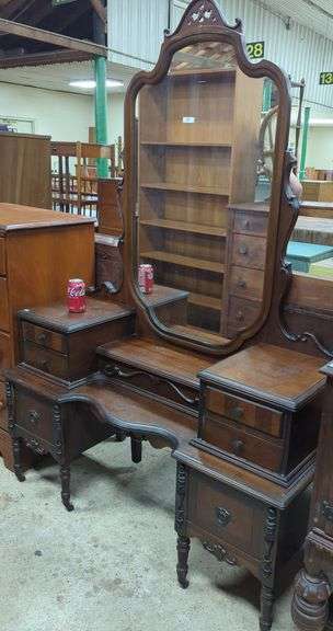 Depression Era Walnut Vanity