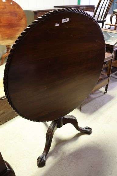 Colonial Revival Carved Mahogany Tea Table, As-Is