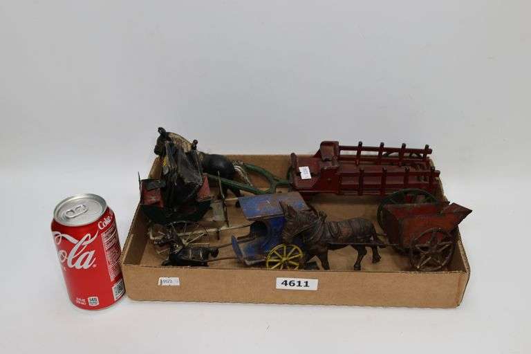 Wagon Rope Rickshaw (4) Antique Rickshaw Toy and 3 Cast Iron Wagons - Dixon's Auction at ...