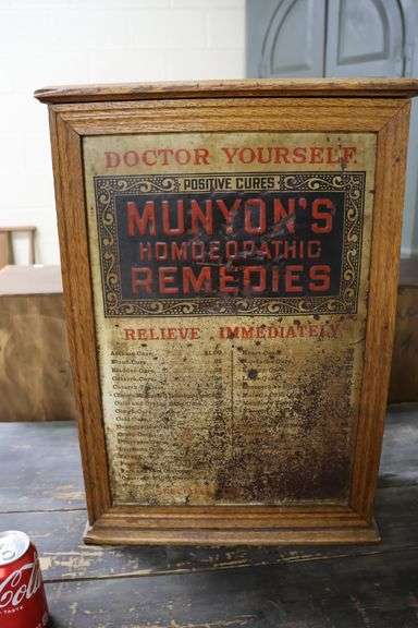 Antique Munyon's Homeopathic Remedies Advertising Cabinet
