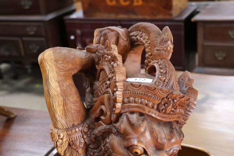 Vintage Southeast Asian Teak Carving of Anthropomorphic Figure